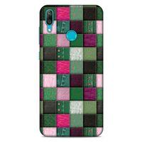 Huawei Y7 2019 Kılıf Patchwork (34) Slim Armor Kılıf Yeşil Fuşya
