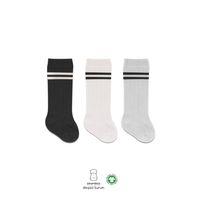 Bistyle Bistyle Derby Dizaltı Çorap 3'Lü BS40101 Siyah Ekru Gri Çemberli