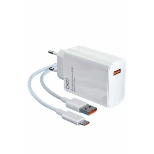 Type C Yüksek Hızlı Şarj Aleti Beyaz 120w Ultra Uzun Ömürlü