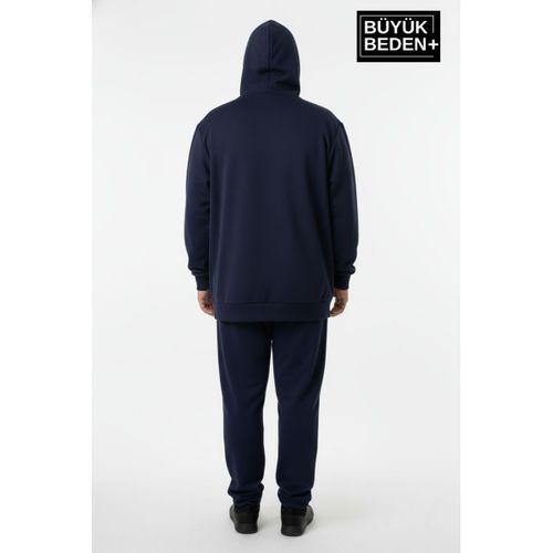 Erkek Büyük Beden Fermuarlı Kapüşonlu Sweatshirt Hırka - Rahat Kalıp SPR26BHR960
