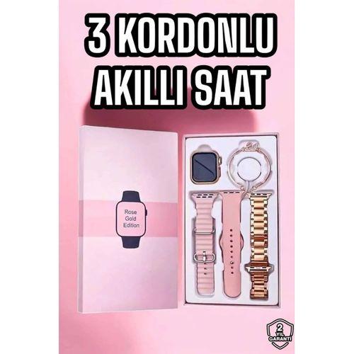 Akıllı Saat Amoled Ekran 3 Kordonlu Aksesuar Hediyeli Sesli Görüşme