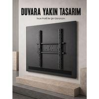 Sabit Televizyon Askı Atı 50"-95" İnce Profil Sağlam Metal Tv Duvar Braketi