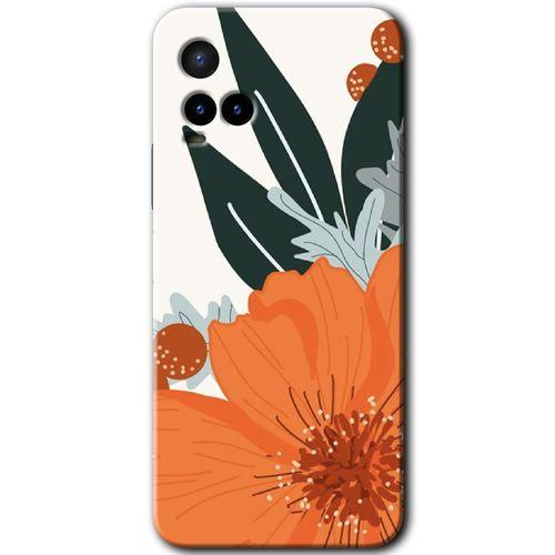 Vivo Y33s Kılıf HD Desen Baskılı Arka Kapak - Portakal Çiçeği + Kırılmaz Cam