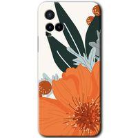 Vivo Y33s Kılıf HD Desen Baskılı Arka Kapak - Portakal Çiçeği + Kırılmaz Cam