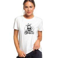 Rock'n Roll Baskılı Beyaz Kadın Tshirt