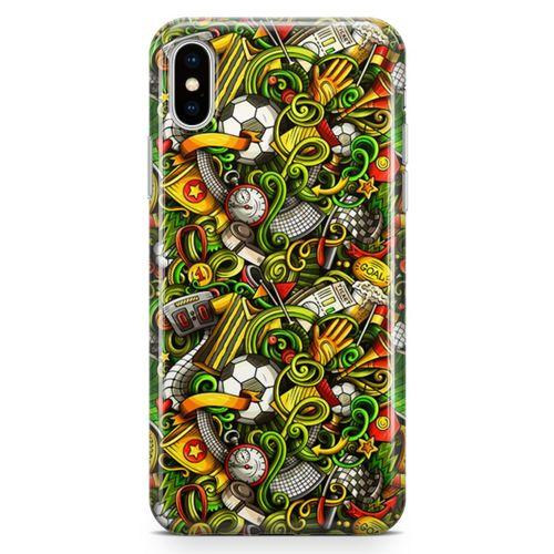 Apple iPhone XS Max Kılıf Futbolcu Doodle Arka Kapak Koruma Desenli Full Koruyucu