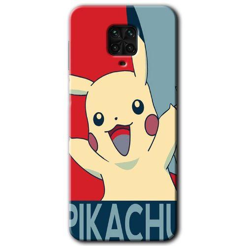 Xiaomi Redmi Note 9 Pro Kılıf Baskılı Kapak - Pikaçhu + 5D Tam Kaplayan Cam