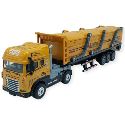 Metal Tır 1:24 - Sesli Işıklı Kum Taşıyıcı Tır 39 cm - Sarı