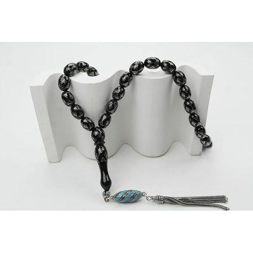 Oltu Taşı Beyzi Model Kum Saati Baklava İşlemeli Tespih