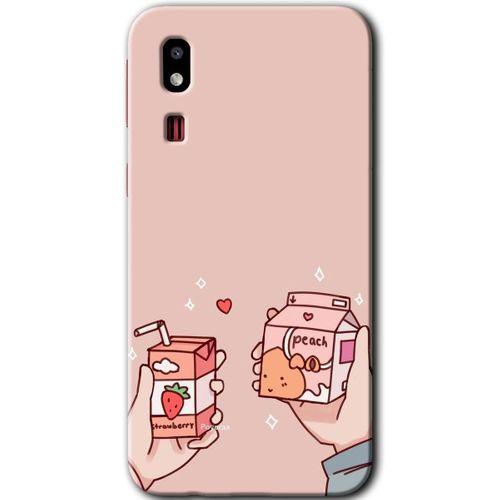 Galaxy A2 Core Kılıf HD Desen Baskılı Arka Kapak - Meyveli Süt + Kırılmaz Cam