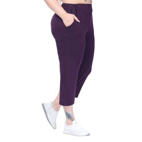 Melsay Butik Mor Kısa Kollu Yarım Taş Baskılı Viskon Kapri Takım