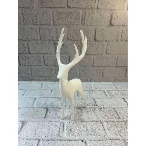 Geyik Figürü Beyaz Modern Salon Ve Raf Dekoru