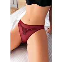 Bordo Nakış Desenli Taşlı Fantezi Tanga String