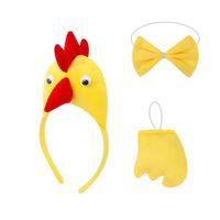 Çocuk Horoz Tavuk Kostüm Seti 3 Parça (taç + Papyon + Kuyruk)