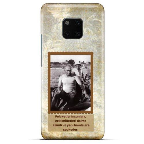 General Mobile GM 20 Kılıf Atatürk (8) Baskılı Kılıf Açık Kahve