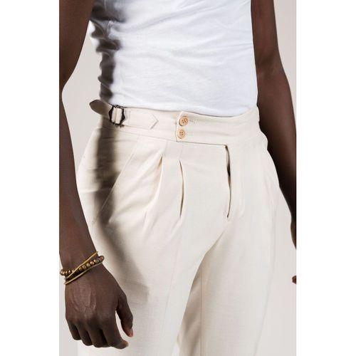 Perpant Slimfit Çift Pileli Kemer Tokalı Yazlık Kumaş Pantolon