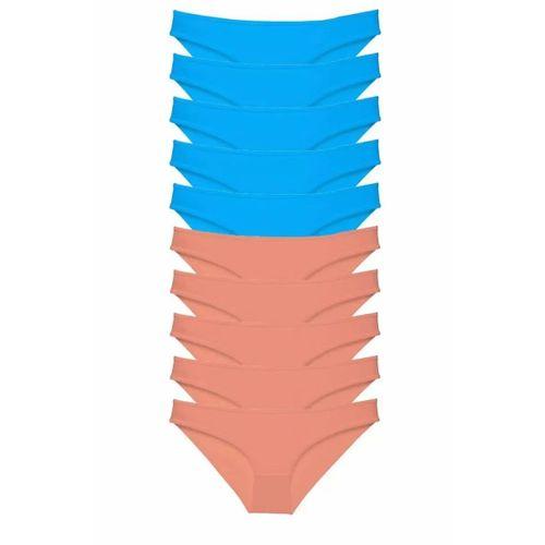 10 adet Süper Eko Set Likralı Kadın Slip Pudra Mavi