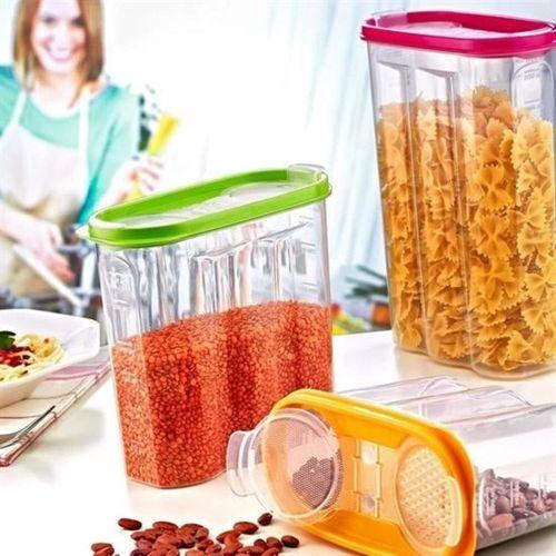 2 Kapaklı Ölçekli Erzak Kuru Gıda Saklama Kutusu Kabı 2,4 Litre-sa940