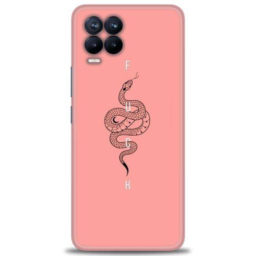 Realme 8 Kılıf HD Baskılı Kılıf - Pembe Yılan + Tam Ekran Koruyucu