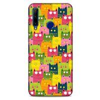 Lopard Huawei Y6P Uyumlu Kılıf Kediler (35) Fit Design Kılıf Sarı Yeşil