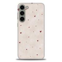 Samsung Galaxy S23 Kılıf HD Baskılı Kılıf - Kahve Kalpler + Tam Ekran Koruyucu