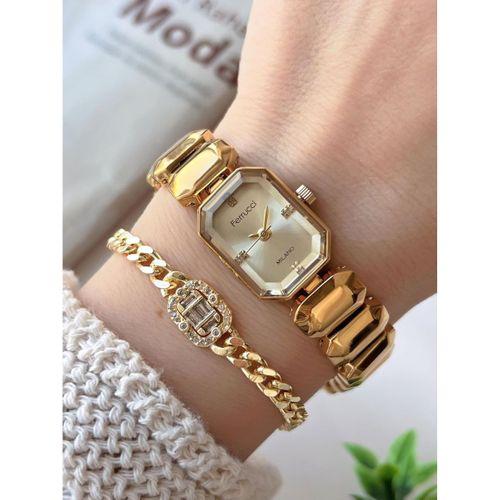 Ferrucci Kadın Kol Saati+Bileklik Özel Seri Çelik Kordon Kararma Renk Atma Yapmaz VS.BLKT.0732