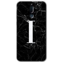 Huawei Mate 10 Lite Kılıf Baskılı Kapak - Siyah Mermer Desenli I Harfi + 5D Tam Kaplayan Cam