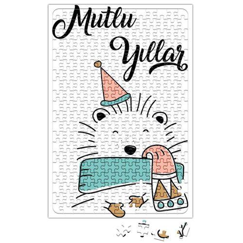 Şapkalı Ayıcık İle Mutlu Yıllar Puzzle 240 Parça Yapboz