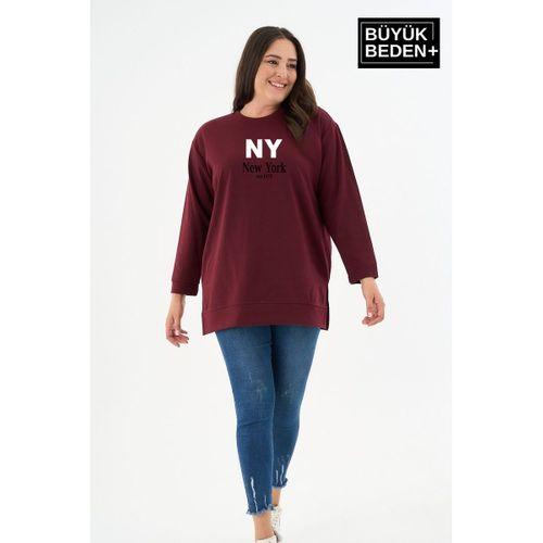 Kadın Tunik Büyük Beden NY NEWYORK Baskılı ince Sweatshırt SPR26BTK990-1