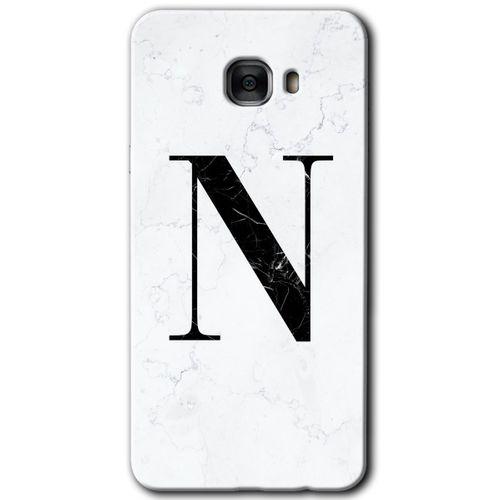 Samsung Galaxy C7 Pro Kılıf HD Desen Baskılı Arka Kapak - Beyaz Mermer Desenli N Harfi