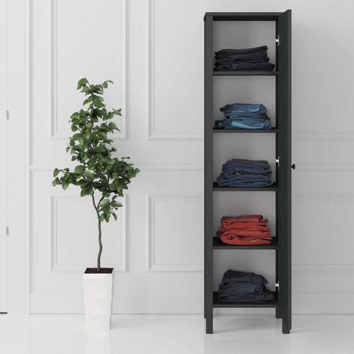 Venezia Tek Kapaklı Ahşap Ayaklı Çok Amaçlı Mutfak, Erzak Dolabı, Banyo Havlu Dolabı - Minifiks - Antrasit