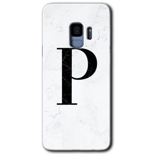 Galaxy S9 Kılıf HD Desen Baskılı Arka Kapak - Beyaz Mermer Desenli P Harfi + Kırılmaz Cam