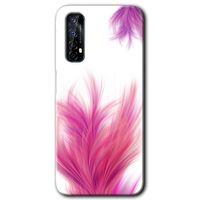 Realme 7 Kılıf Baskılı Kapak - Pembe Tüy + 5D Tam Kaplayan Cam