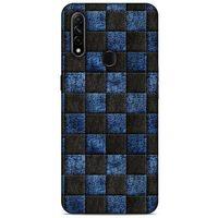 Oppo A31 Kılıf Patchwork (9) Kılıf Siyah Mavi