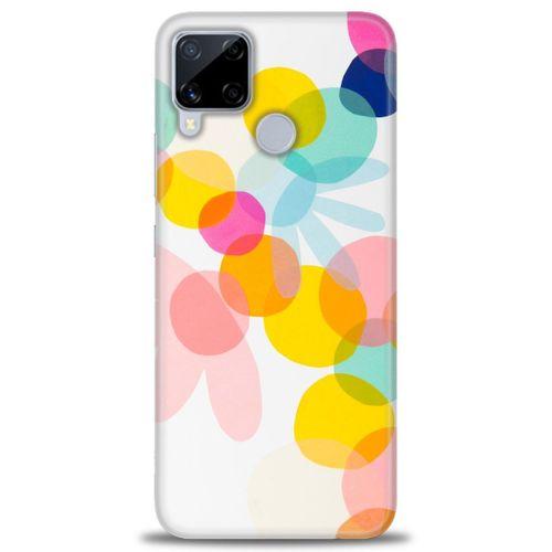 Realme C15 Kılıf HD Baskılı Kılıf - Color Flowers + Tam Ekran Koruyucu