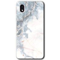 Samsung Galaxy A01 Core Kılıf Baskılı Kapak - White Marble + 5D Tam Kaplayan Cam