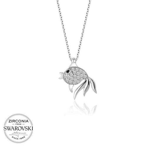Swarovski Taşlı Lucky Life 925 Ayar Gumuss  Balık Bayan Kolye