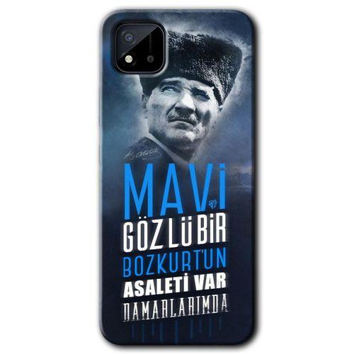 Realme C11 Kılıf HD Desen Baskılı Arka Kapak - Bozkurt Atatürk + Kırılmaz Cam