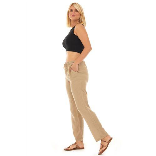 Müslin Vizon Beli Bağcıklı Cepli Kadın Yazlık Pantolon