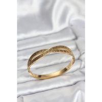 316L Çelik Gold Renk Vintage Kadın Kelepçe Bileklik - TJ-BB8069