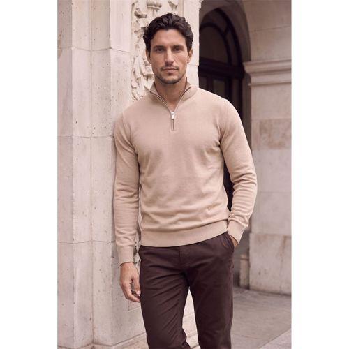 Lars Selanik Örme Kumaş Yarım Fermuar Erkek Sweatshirt - Çakıl
