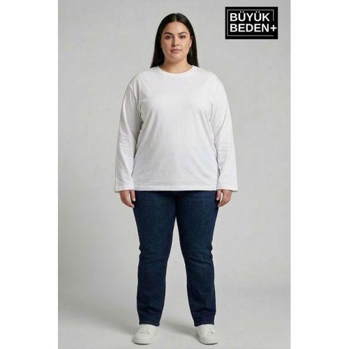 Kadın Büyük Beden 3 lü Set Uzun Kollu 2 İplik Bisiklet Yaka Tişört SPR26BEA942+2