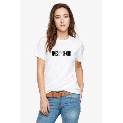 One Punch Man Logo Baskılı Beyaz Kadın Tshirt