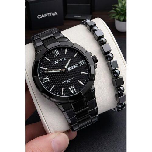 Captiva Bileklik Hediyeli Çelik Kordon Haftanın Günü Ve Takvimli Kadran Erkek Kol Saati CT.M.001.M8
