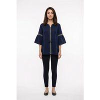 Kısa Kol Dicle Bağcıklı V Yaka Şile Bezi Yazlık Bluz Lacivert Lcvt