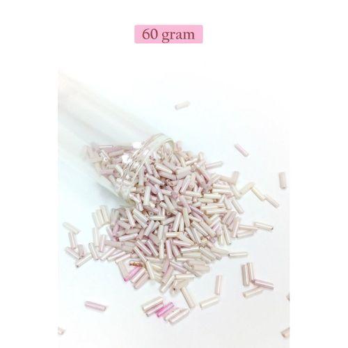 Uzun Boru Kesme Boncuk Çap 2mm Uzunluk 10 mm - 60 Gram - Mat Beyaz - BNC302