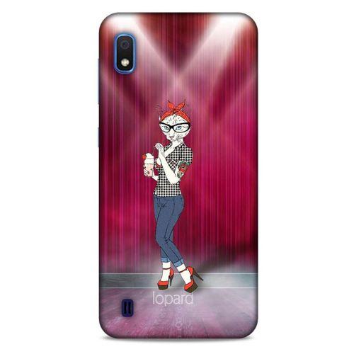 Samsung Galaxy A10 Kılıf FunnyMaX (50) Shockproof Kılıf Koyu Pembe Kedi
