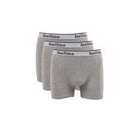 3 adet Feelline Gri Pamuklu Doğal Likralı Erkek Boxer