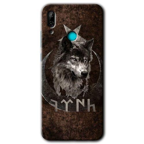 MRCİLETİSİM Huawei P smart 2019 Kılıf HD Desen Baskılı Arka Kapak + Temperli Cam - Bozkurt Göktürk