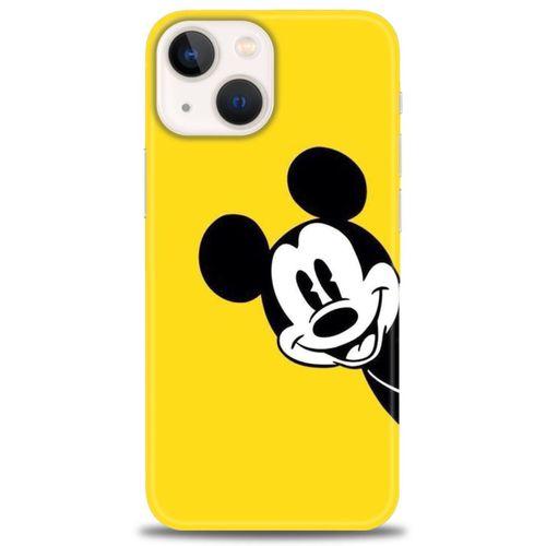 iPhone 13 Kılıf HD Baskılı Kılıf - Sarı Mickey Mouse + Tam Ekran Koruyucu
